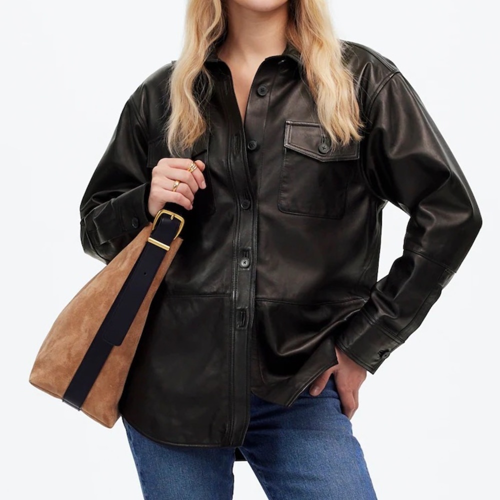 Madewell Black Leather Shacket